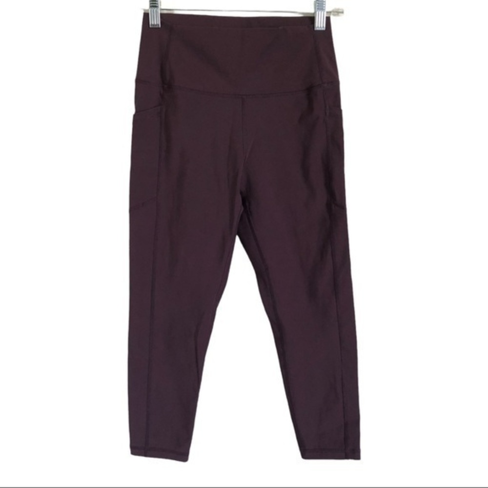 Zyia Active Brilliant Pocket High Rise Crop Capri Burgundy Leggings Size 6-8